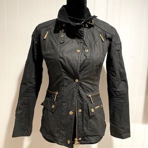 Black Barbour water resistant jacket